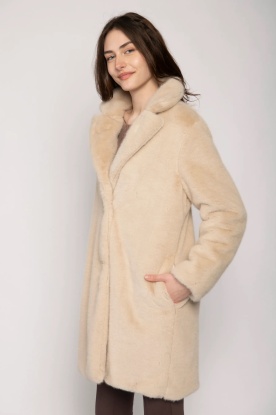 Jessica Graaf Beige Faux Fur Coat